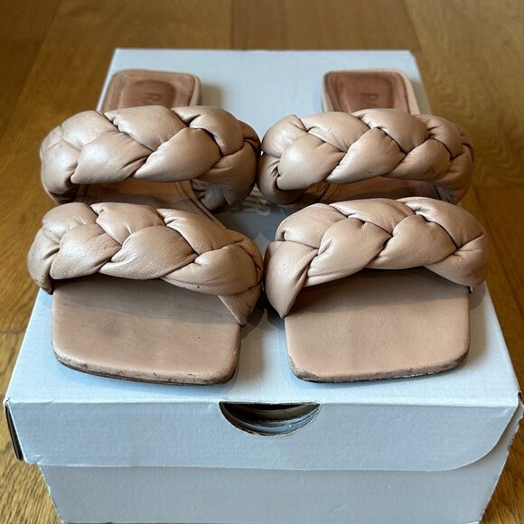 RAYE Braid Leather Strap & Sole Square-Toe Flat Slide Sandals (Nude) - Picture 12 of 16